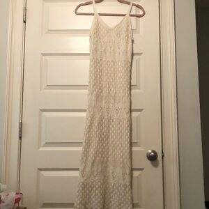 Elegant Cream Lace Maxi Dress